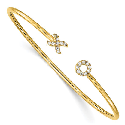 14K Gelbgold Armreif mit natürlichen Diamanten in X- und O-Form