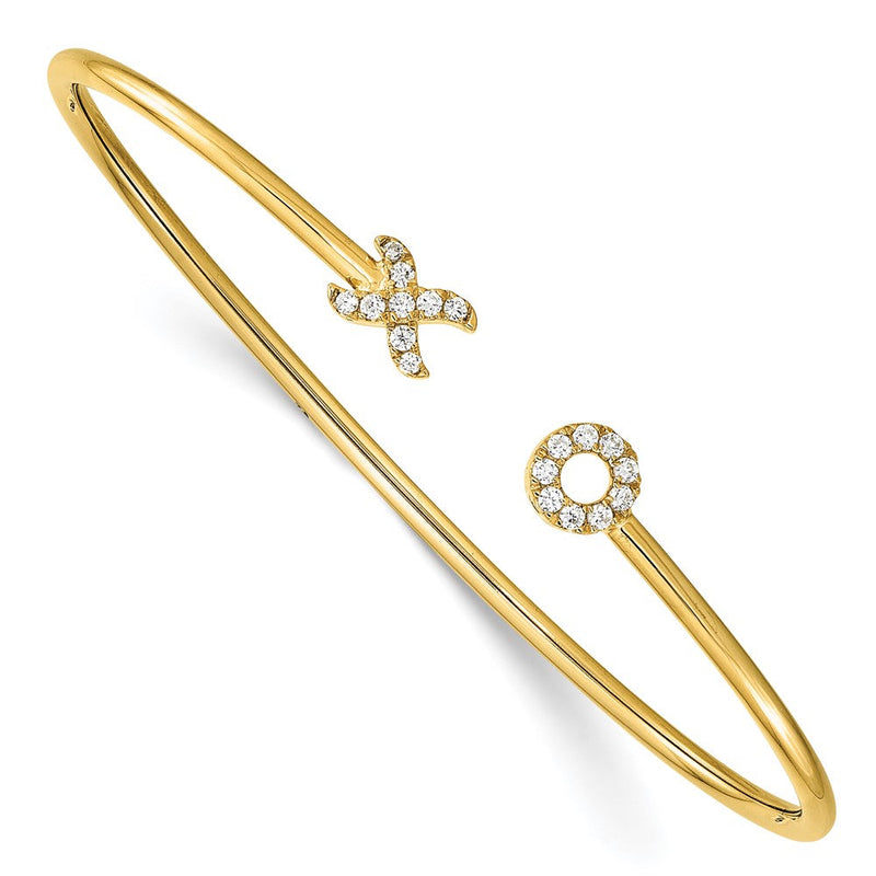 14K Gelbgold 1/5 Ct. Im Labor Gezüchtet Diamant Vs/si+ G+ X und O Manschette Flexibel Armreif Armband