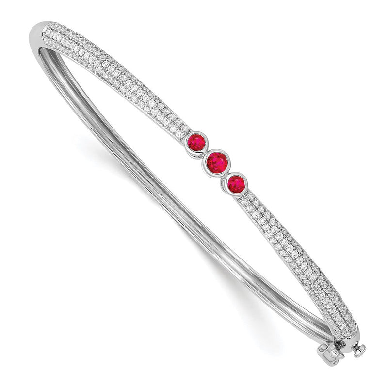14K Weißgold 7/8 Ct. Im Labor Gezüchtet Diamant Vs/si+ G+ und Im Labor Erzeugt Rubin Armreif Armband