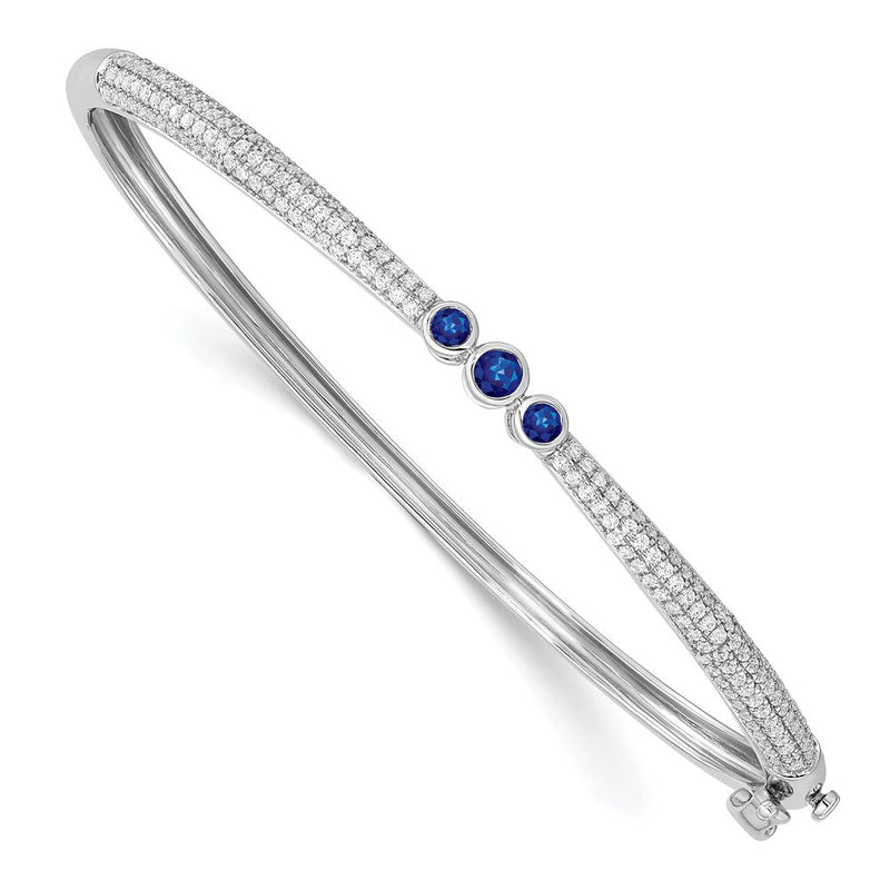 14K Weißgold 7/8 Ct. Im Labor Gezüchtet Diamant Vs/si+ G+ und Im Labor Erzeugt Blau Saphir Armreif Armband