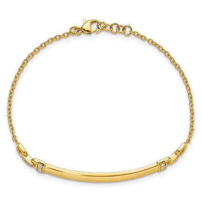 14K Gelbgold Armband mit natürlichem Diamanten und ID-Plättchen