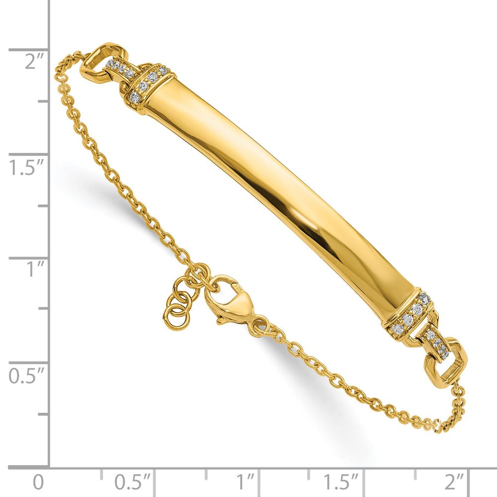 14K Gelbgold Armband mit natürlichem Diamanten und ID-Plättchen