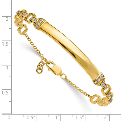 14K Gelbgold Armband mit natürlichem Diamanten und ID-Plättchen