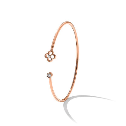 14K Roségold 1/6 Ct. Im Labor Gezüchtet Diamant Vs/si+ G+ Blumen Flexibel Armreif Armband