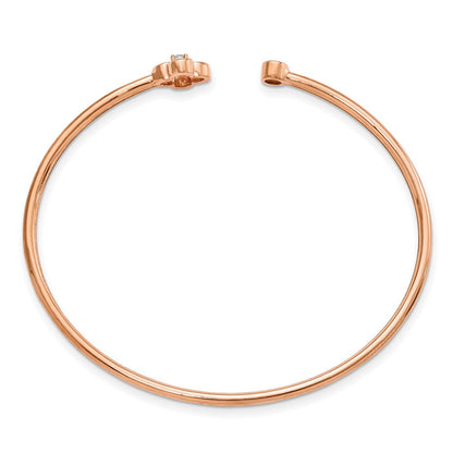 14K Roségold 1/6 Ct. Im Labor Gezüchtet Diamant Vs/si+ G+ Blumen Flexibel Armreif Armband