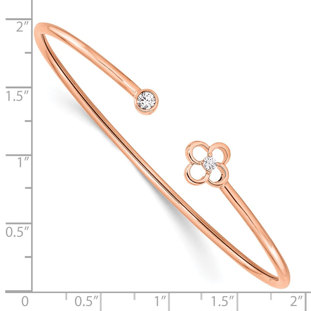 14K Roségold 1/6 Ct. Im Labor Gezüchtet Diamant Vs/si+ G+ Blumen Flexibel Armreif Armband