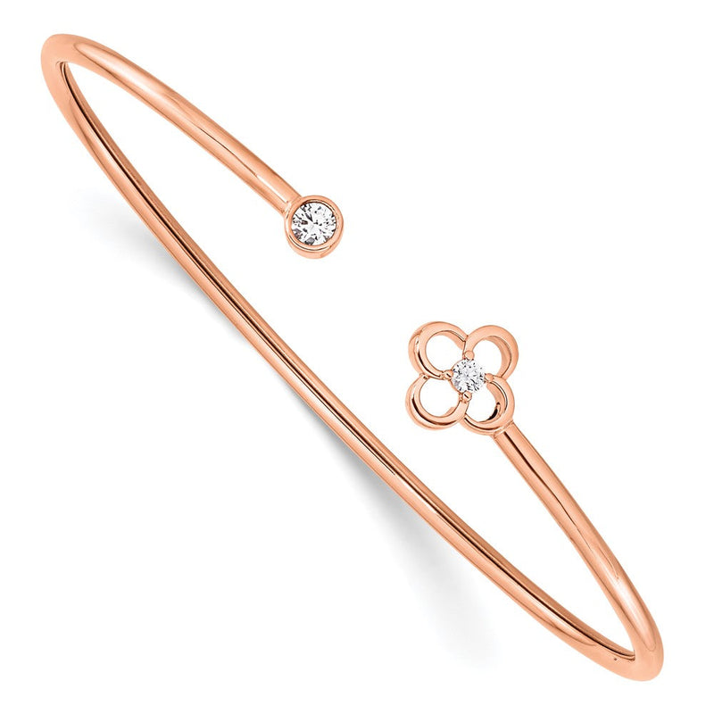 14K Roségold 1/6 Ct. Im Labor Gezüchtet Diamant Vs/si+ G+ Blumen Flexibel Armreif Armband