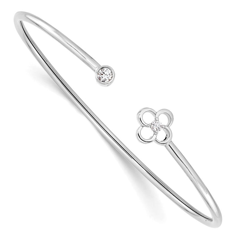 14K Weißgold 1/6 Ct. Im Labor Gezüchtet Diamant Vs/si+ G+ Blumen Flexibel Armreif Armband