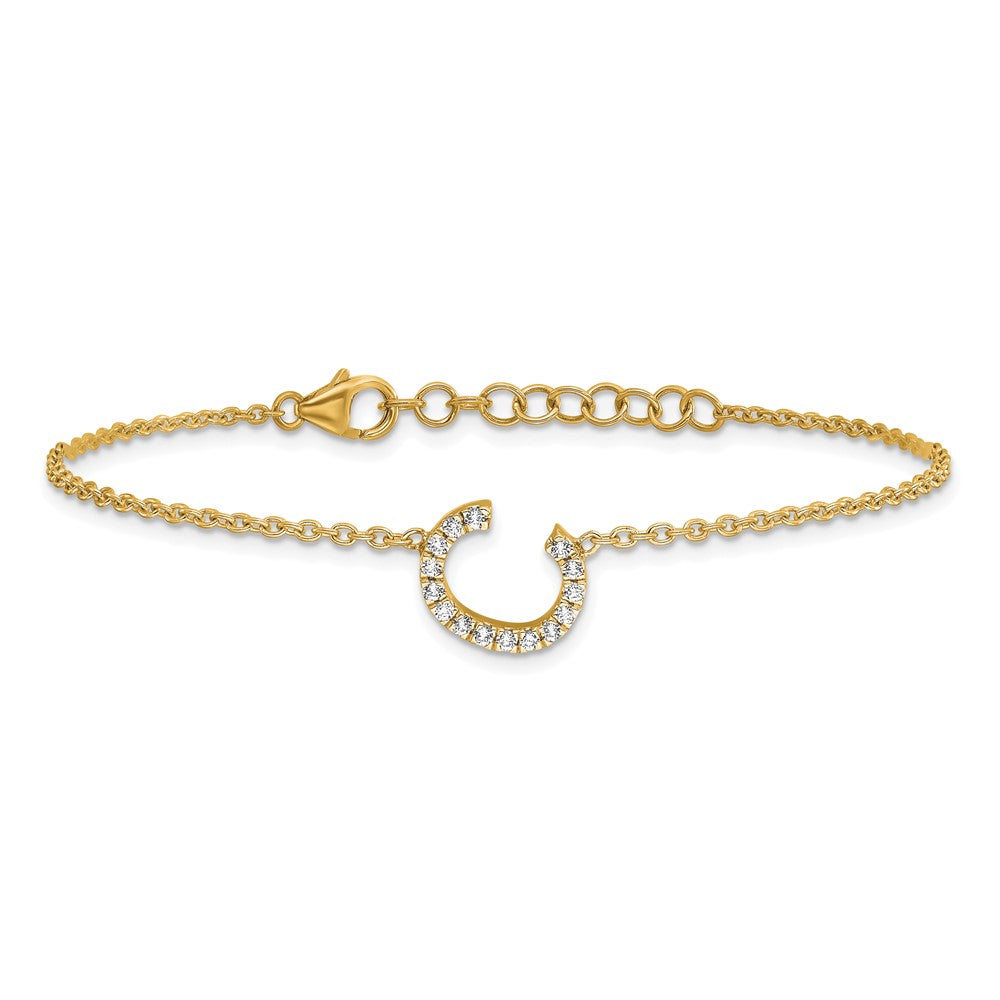 14K Gelbgold Armband mit natürlichem Diamant-Buchstaben „C" seitlich, mit 2,5 cm Verlängerung