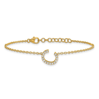 14K Gelbgold Armband mit natürlichem Diamant-Buchstaben „C" seitlich, mit 2,5 cm Verlängerung