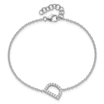 14K Weißgold Armband mit natürlichem Diamant-Buchstaben „D“ seitlich, mit 2,5 cm Verlängerung