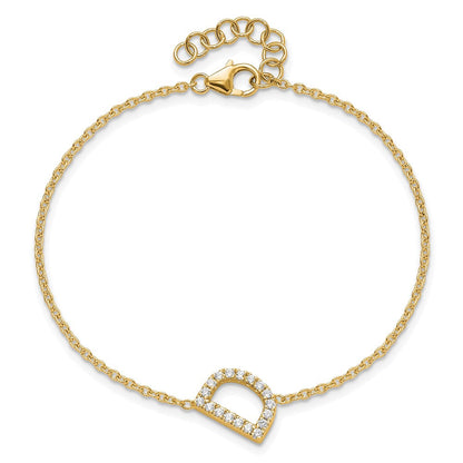 14K Gelbgold Armband mit natürlichem Diamant-Buchstaben D seitlich und 1 Zoll Verlängerung