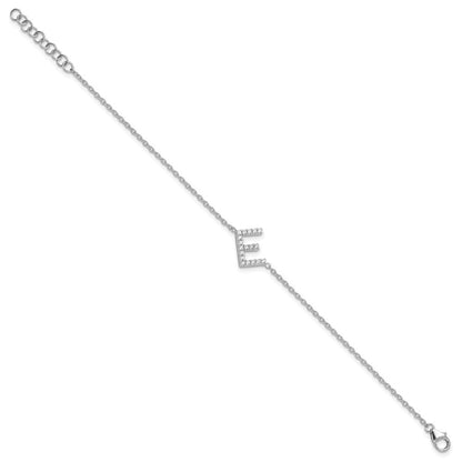 14KW Natürlicher-Diamant-Buchstabe „E" seitlich, Armband mit 2,5 cm Verlängerung