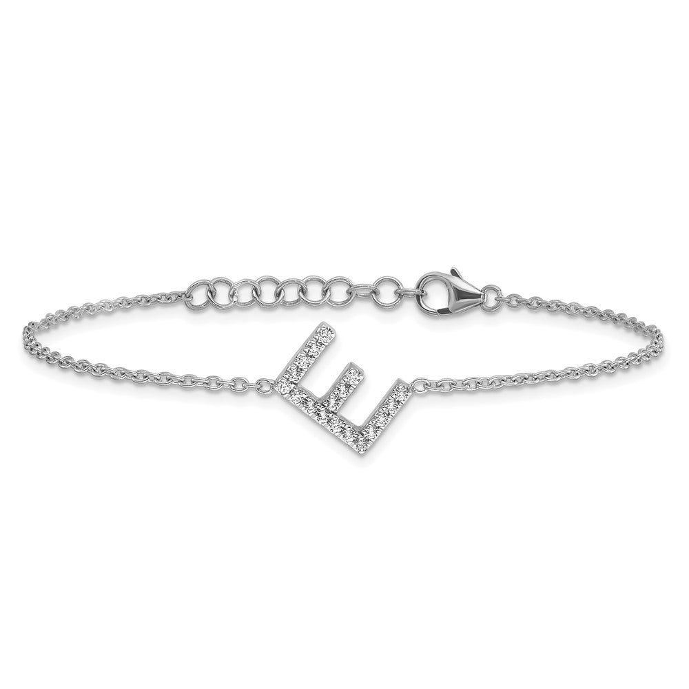 14KW Natürlicher-Diamant-Buchstabe „E" seitlich, Armband mit 2,5 cm Verlängerung