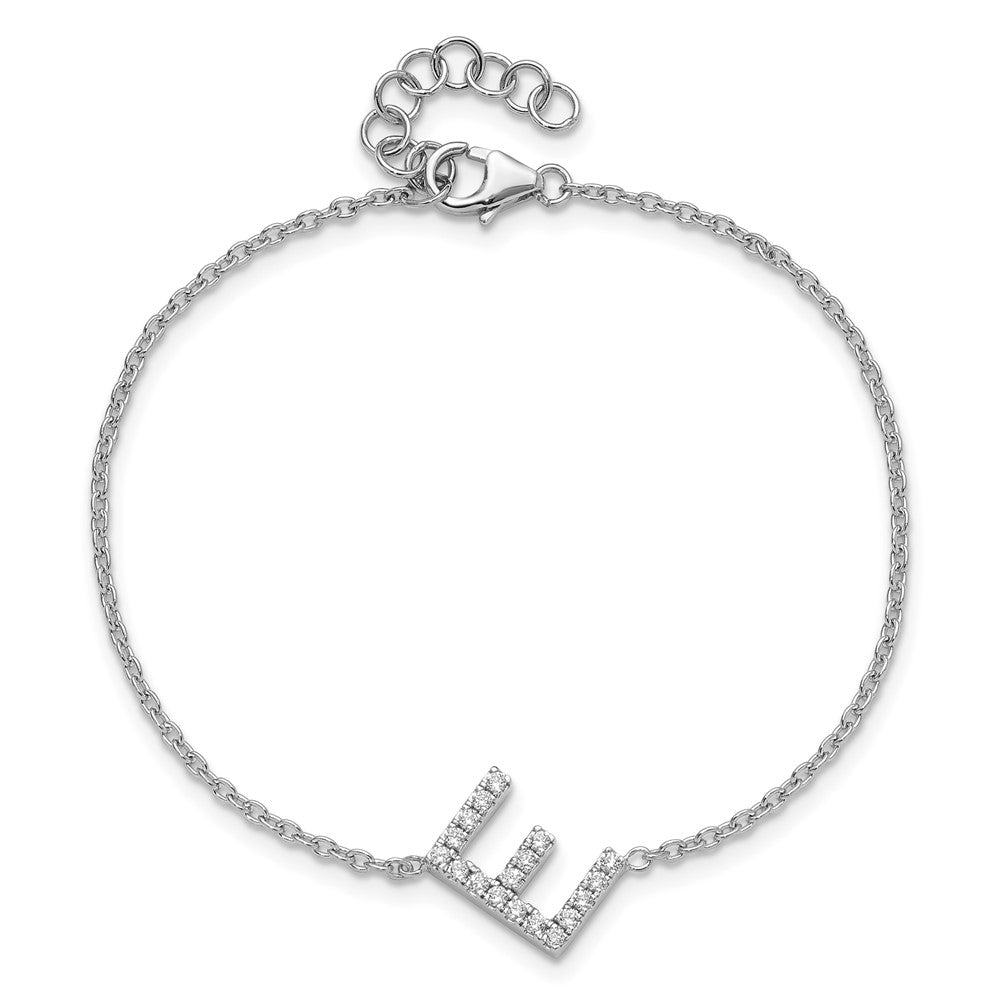14KW Natürlicher-Diamant-Buchstabe „E" seitlich, Armband mit 2,5 cm Verlängerung