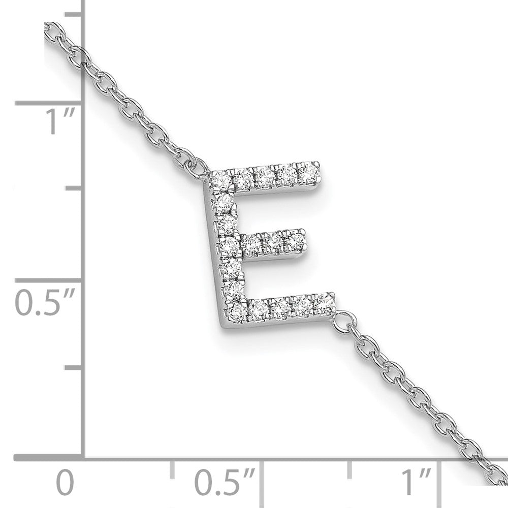 14KW Natürlicher-Diamant-Buchstabe „E" seitlich, Armband mit 2,5 cm Verlängerung