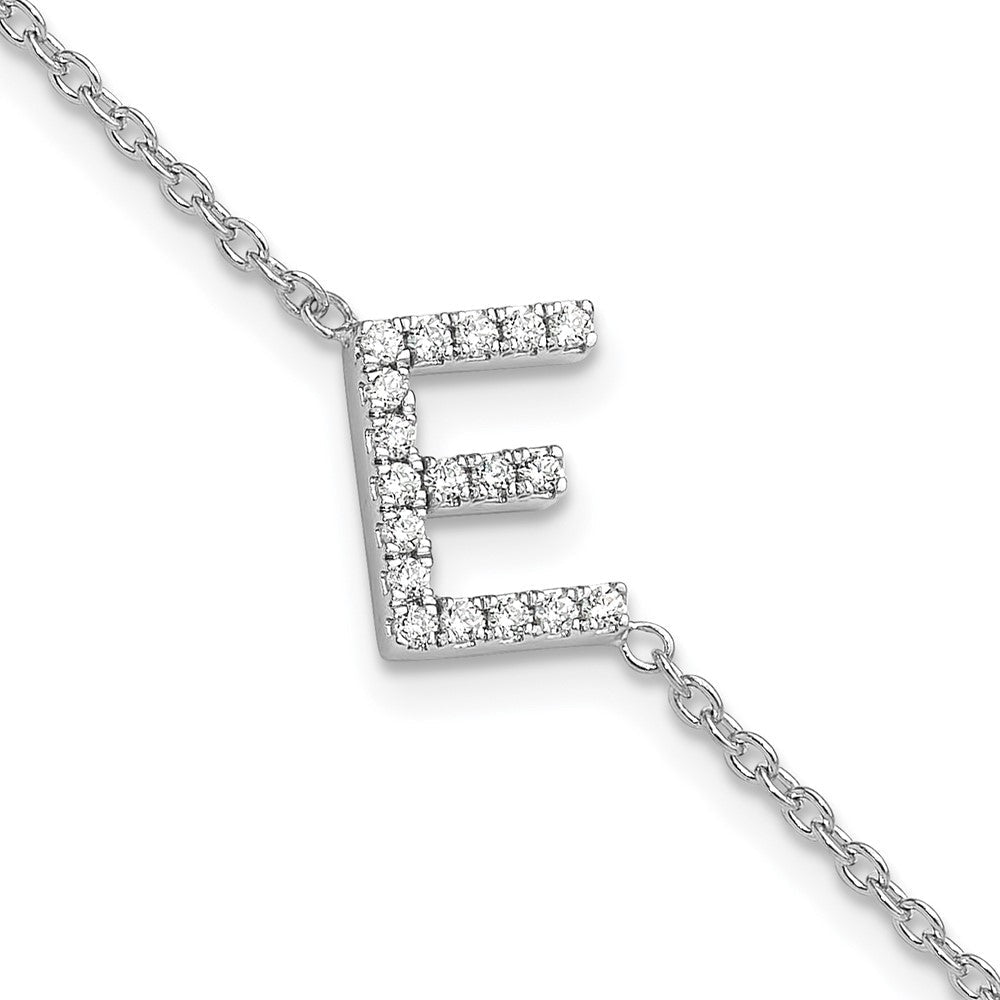 14KW Natürlicher-Diamant-Buchstabe „E" seitlich, Armband mit 2,5 cm Verlängerung