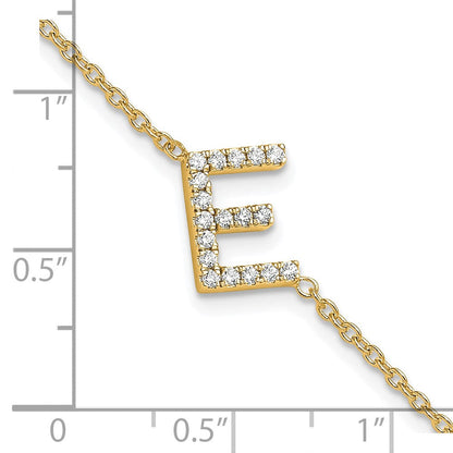 14K Gelbgold Armband mit seitlichem Buchstaben „E" aus natürlichen Diamanten, mit 2,5 cm Verlängerung