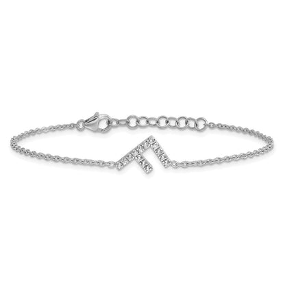 14K Weißgold Armband mit natürlichem Diamant-Buchstaben "F" seitlich, mit 2,5 cm Verlängerung