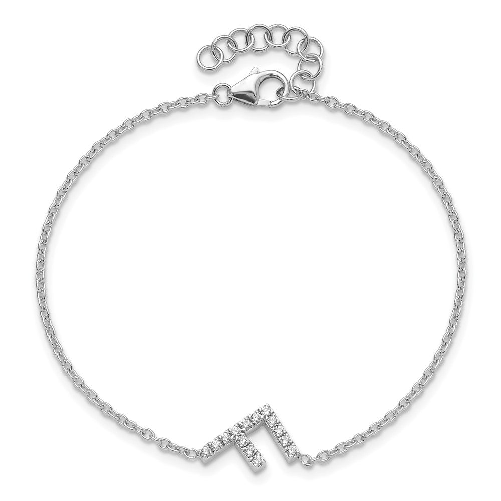 14K Weißgold Armband mit natürlichem Diamant-Buchstaben "F" seitlich, mit 2,5 cm Verlängerung