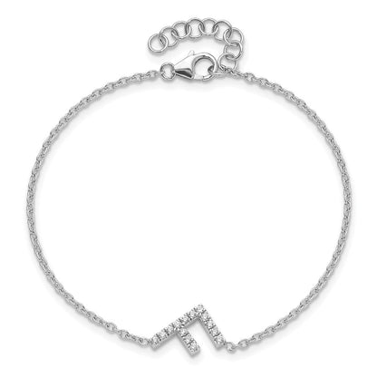 14K Weißgold Armband mit natürlichem Diamant-Buchstaben "F" seitlich, mit 2,5 cm Verlängerung