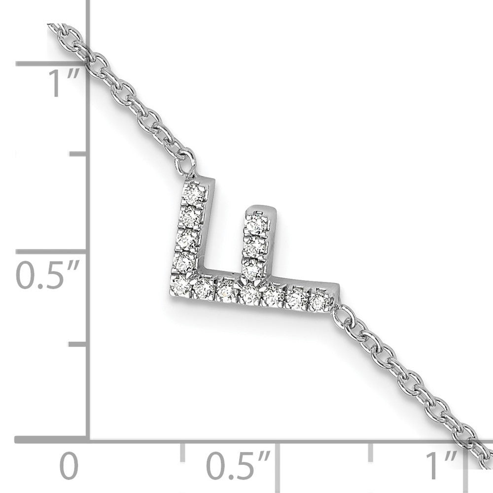 14K Weißgold Armband mit natürlichem Diamant-Buchstaben "F" seitlich, mit 2,5 cm Verlängerung