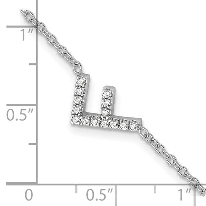 14K Weißgold Armband mit natürlichem Diamant-Buchstaben "F" seitlich, mit 2,5 cm Verlängerung