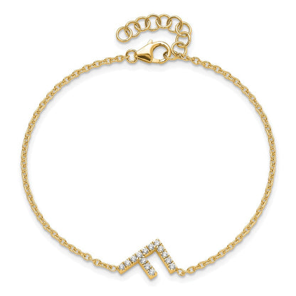 14K Gelbgold Armband mit natürlichem Diamant-Buchstaben "F" seitlich, mit 2,5 cm Verlängerung