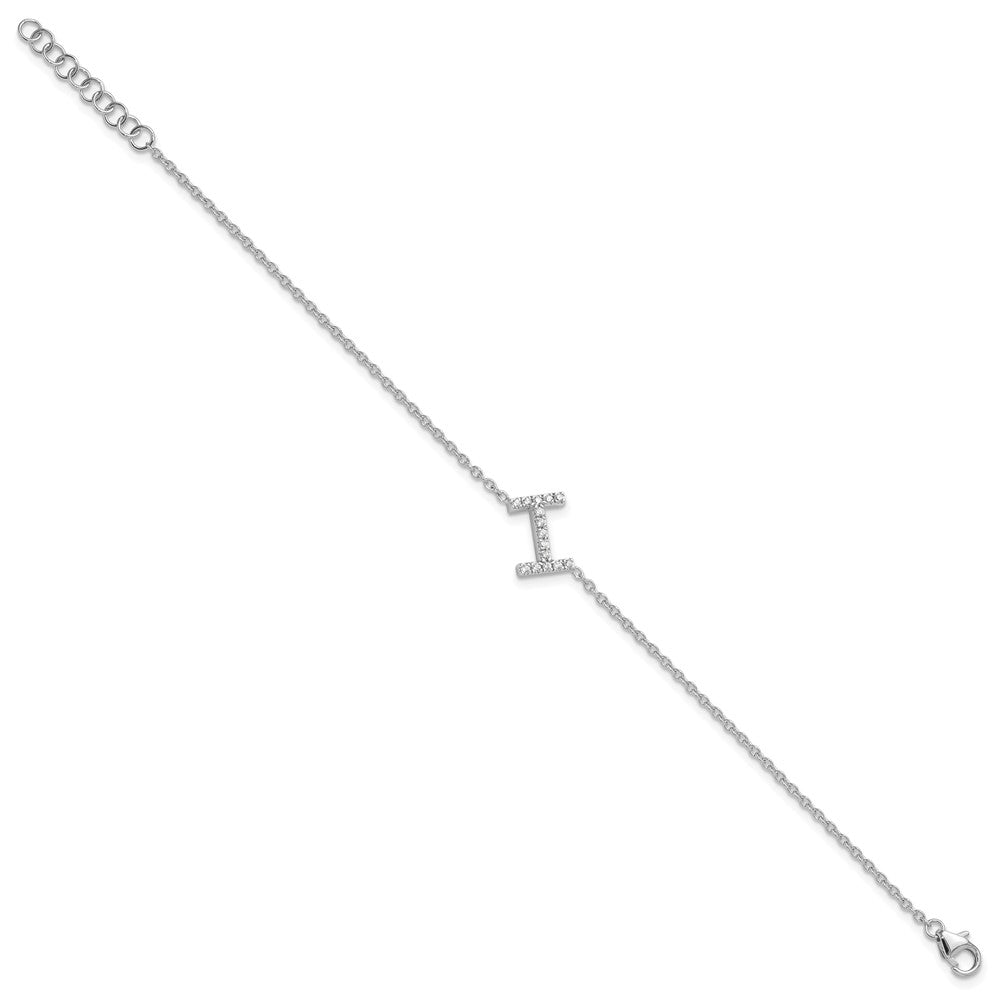 14KW Weißgold Natürlicher-Diamant-Buchstabe „I" seitlich mit Armband, 2,5 cm Verlängerung