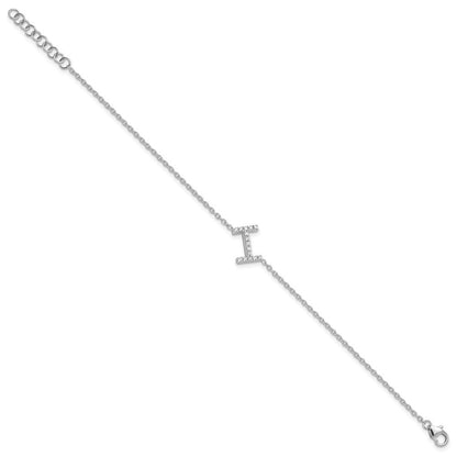 14KW Weißgold Natürlicher-Diamant-Buchstabe „I" seitlich mit Armband, 2,5 cm Verlängerung