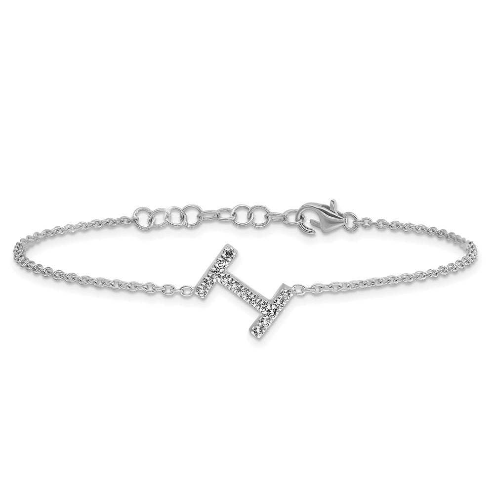 14KW Weißgold Natürlicher-Diamant-Buchstabe „I" seitlich mit Armband, 2,5 cm Verlängerung