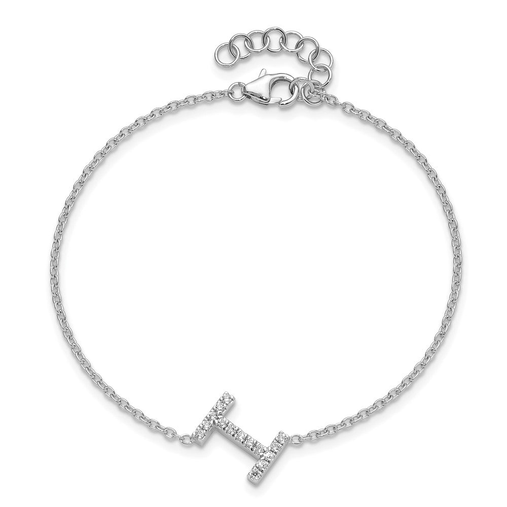 14KW Weißgold Natürlicher-Diamant-Buchstabe „I" seitlich mit Armband, 2,5 cm Verlängerung