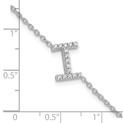 14KW Weißgold Natürlicher-Diamant-Buchstabe „I" seitlich mit Armband, 2,5 cm Verlängerung