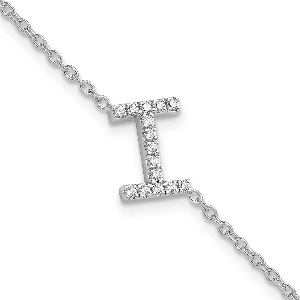 14KW Weißgold Natürlicher-Diamant-Buchstabe „I" seitlich mit Armband, 2,5 cm Verlängerung