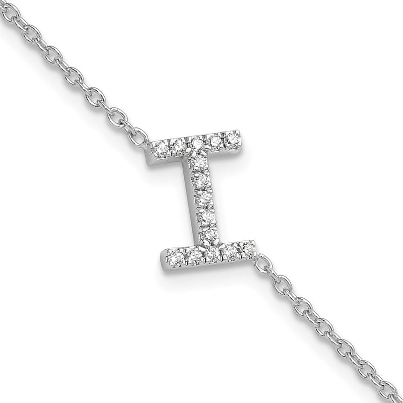 14KW Weißgold Natürlicher-Diamant-Buchstabe „I" seitlich mit Armband, 2,5 cm Verlängerung