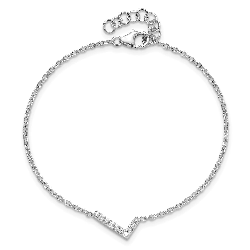 14K Weißgold Armband mit natürlichem Diamant-Buchstaben "L" seitlich, mit 2,54 cm Verlängerung