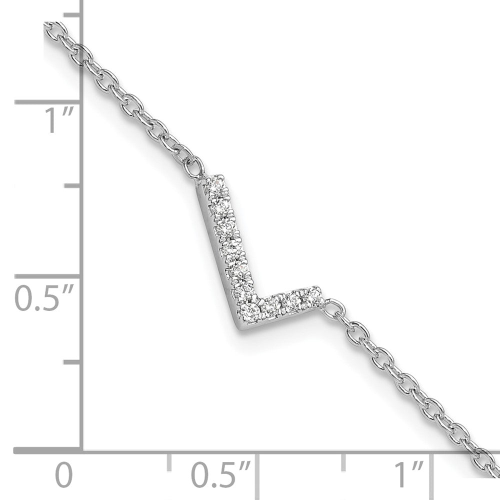 14K Weißgold Armband mit natürlichem Diamant-Buchstaben "L" seitlich, mit 2,54 cm Verlängerung
