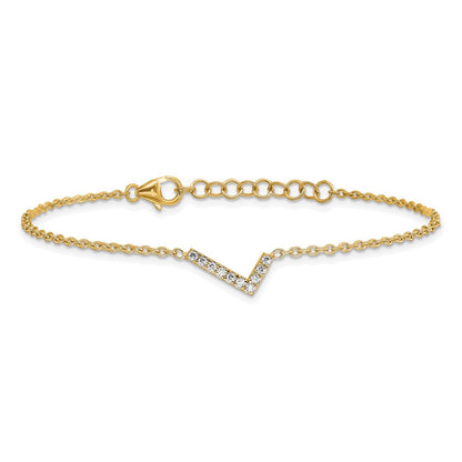 14K Gelbgold Buchstaben-Armband „L" seitlich mit natürlichem Diamant, mit 2,5 cm Verlängerung