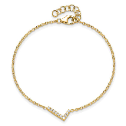 14K Gelbgold Buchstaben-Armband „L" seitlich mit natürlichem Diamant, mit 2,5 cm Verlängerung
