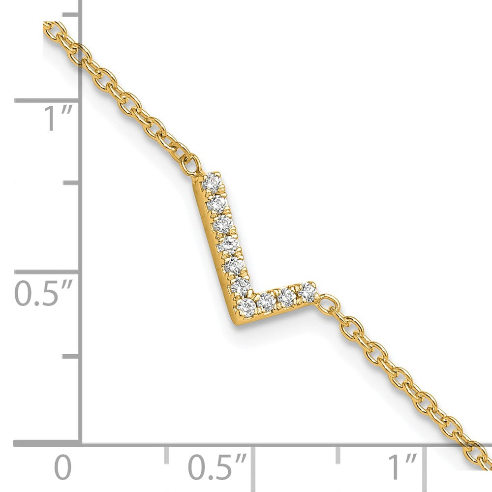 14K Gelbgold Buchstaben-Armband „L" seitlich mit natürlichem Diamant, mit 2,5 cm Verlängerung