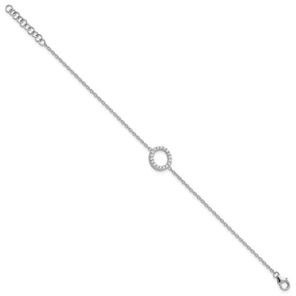 14K Weißgold Armband mit natürlichem Diamant-Buchstaben „O" seitlich, mit 1 Zoll Verlängerung
