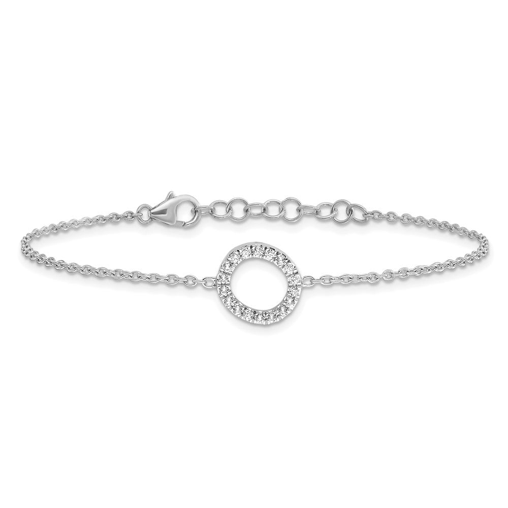 14K Weißgold Armband mit natürlichem Diamant-Buchstaben „O" seitlich, mit 1 Zoll Verlängerung