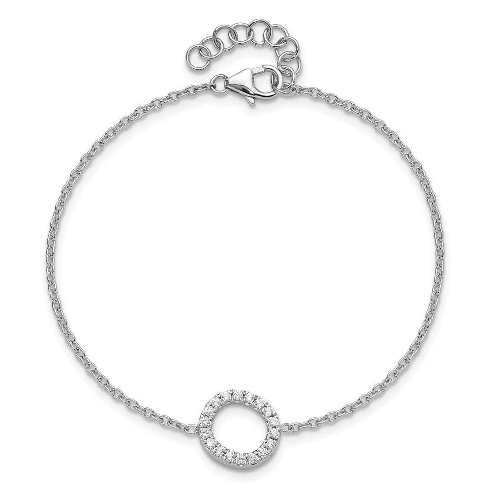14K Weißgold Armband mit natürlichem Diamant-Buchstaben „O" seitlich, mit 1 Zoll Verlängerung