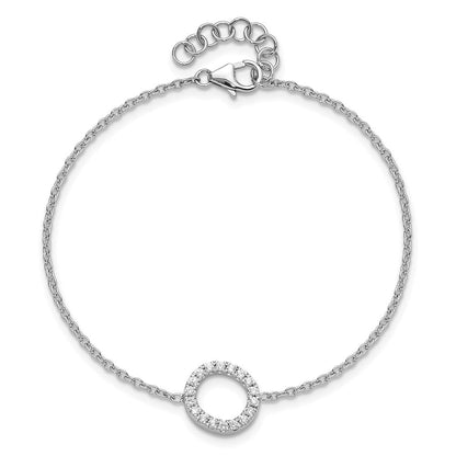 14K Weißgold Armband mit natürlichem Diamant-Buchstaben „O" seitlich, mit 1 Zoll Verlängerung