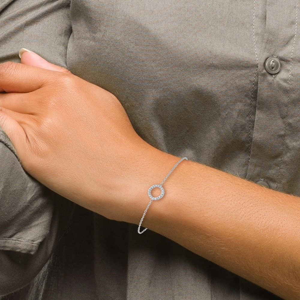 14K Weißgold Armband mit natürlichem Diamant-Buchstaben „O" seitlich, mit 1 Zoll Verlängerung