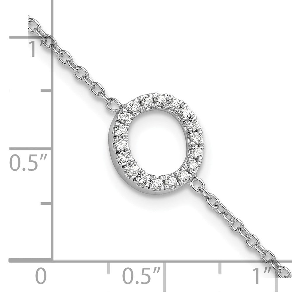 14K Weißgold Armband mit natürlichem Diamant-Buchstaben „O" seitlich, mit 1 Zoll Verlängerung