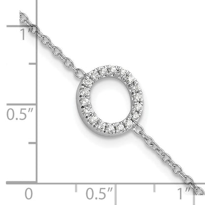 14K Weißgold Armband mit natürlichem Diamant-Buchstaben „O" seitlich, mit 1 Zoll Verlängerung