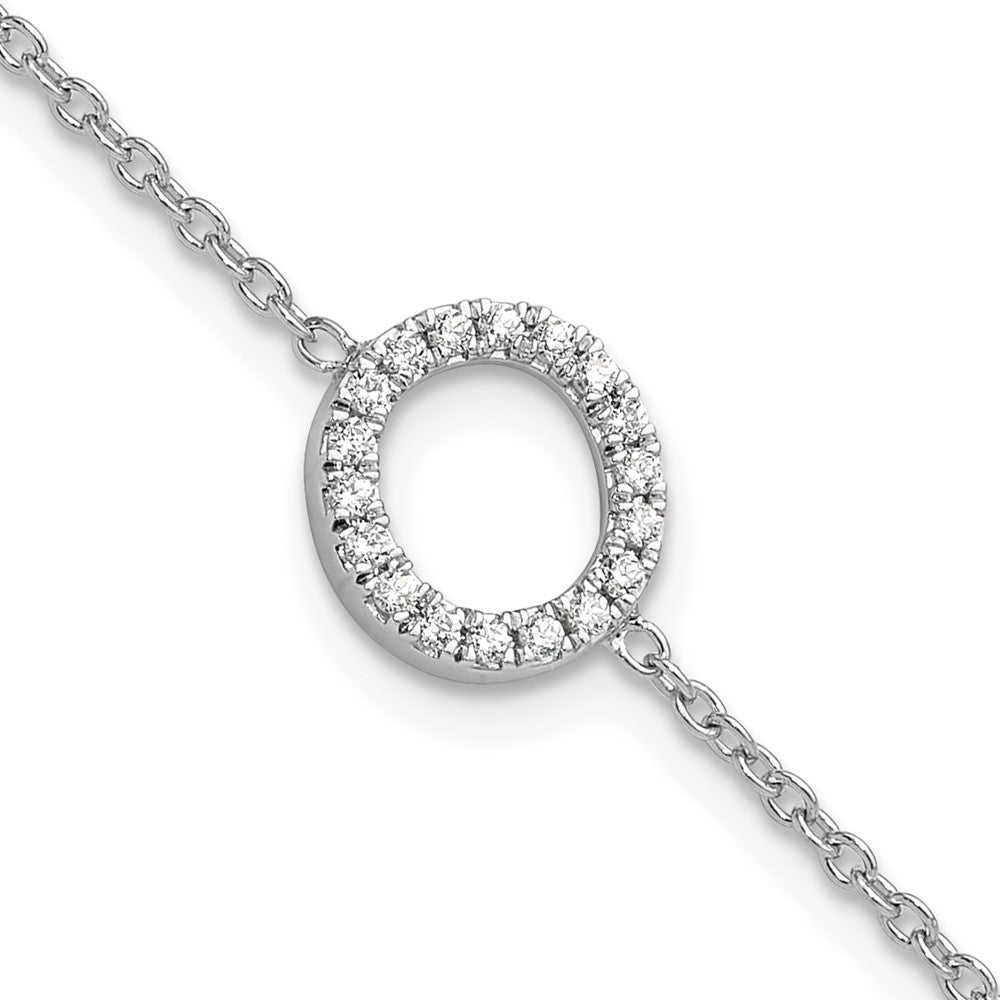 14K Weißgold Armband mit natürlichem Diamant-Buchstaben „O" seitlich, mit 1 Zoll Verlängerung