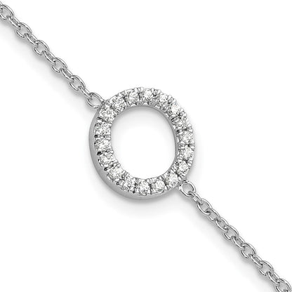 14K Weißgold Armband mit natürlichem Diamant-Buchstaben „O" seitlich, mit 1 Zoll Verlängerung