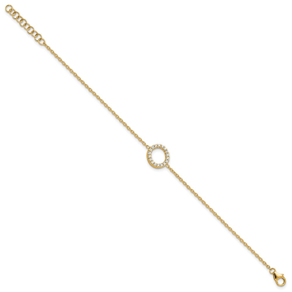Armband mit seitlichem Buchstaben O aus 14K Gelbgold mit natürlichen Diamanten, mit 1 Zoll Verlängerung